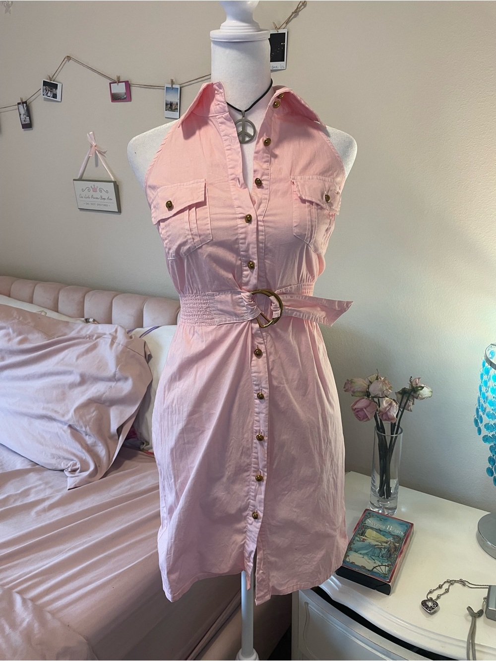 Pink rampage y2k vintage button up collared dress